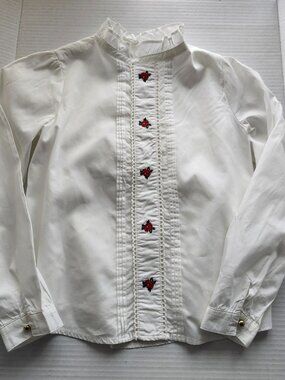 JANIE AND JACK, White, Size 10, Girl's Long Sleeve Blouse